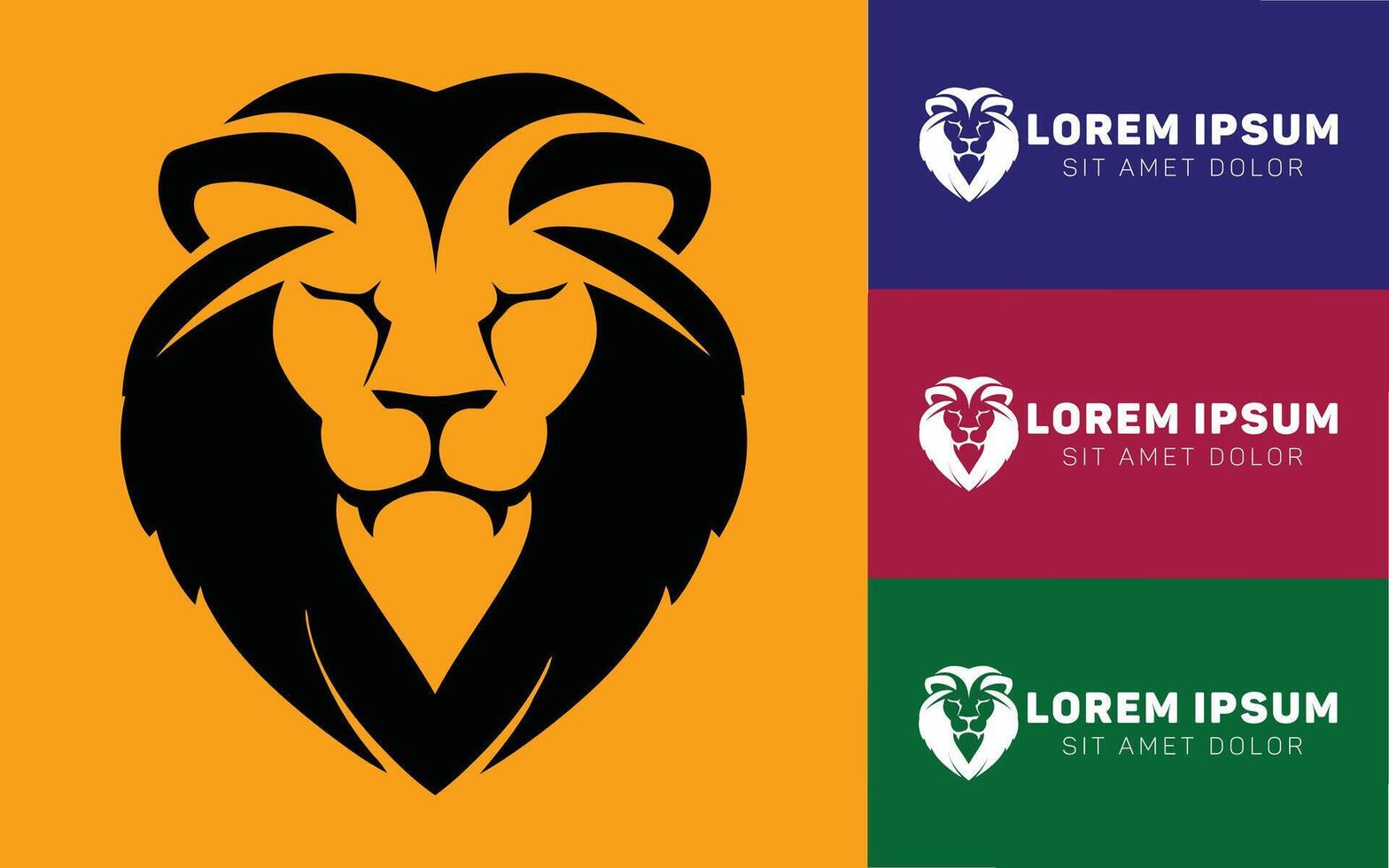 Flat Design Lion Logo Icon with Bold Expression vector
