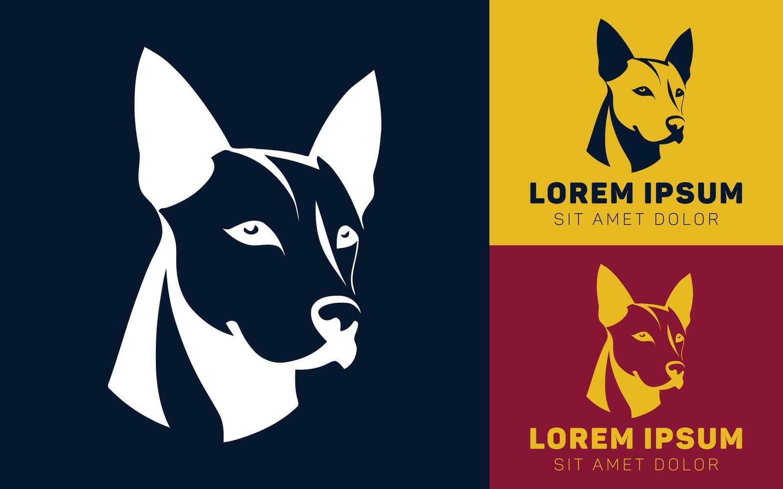 Minimal Dog Icon with Friendly Face in Two Colors vector