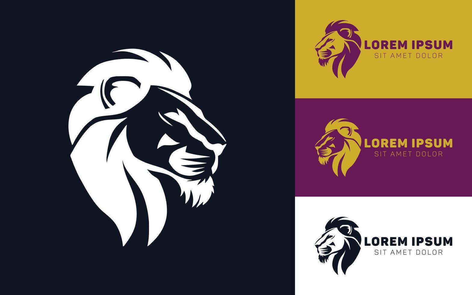 Simple Lion Cartoon Logo Icon Two Tone Design vector