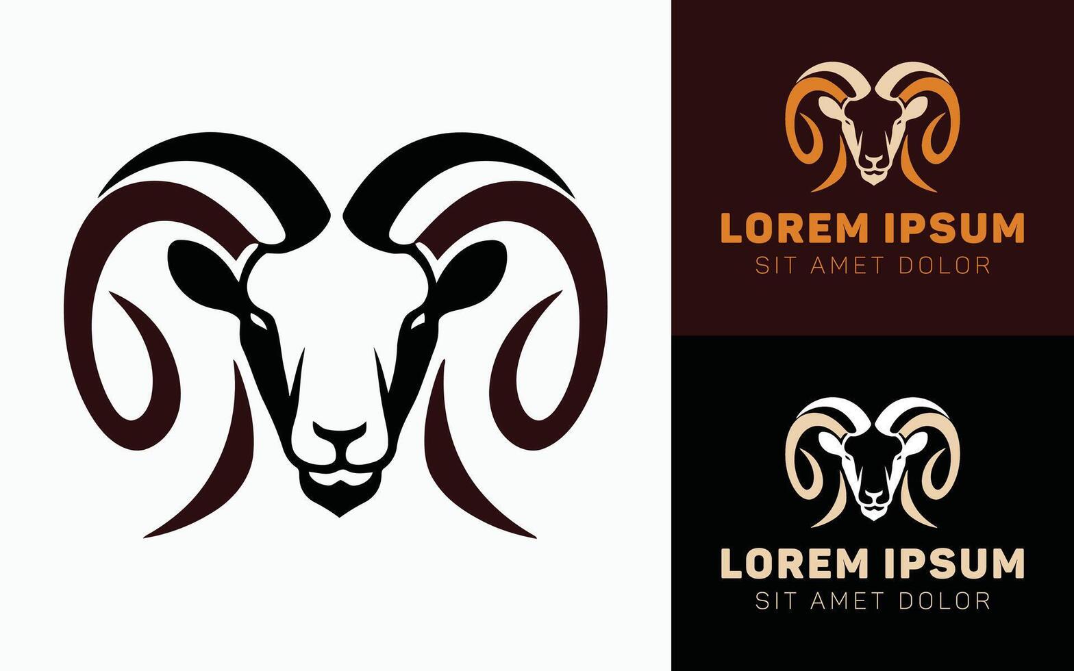 Minimalist Aries Ram Head Logo Icon Black White vector