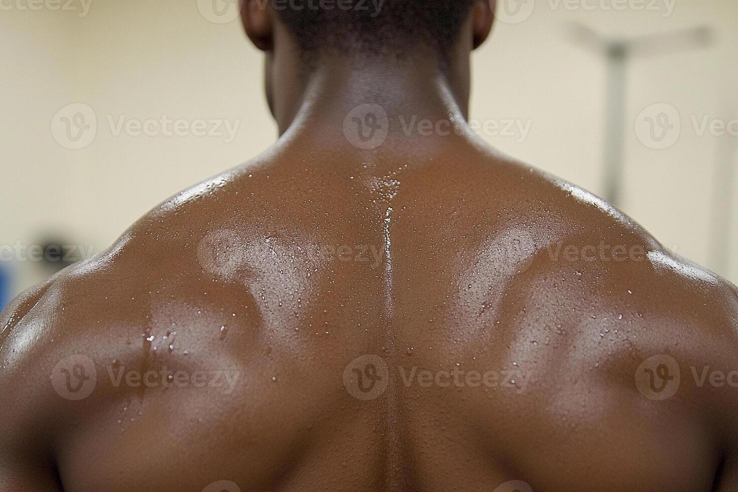 A man with a large back tattoo photo