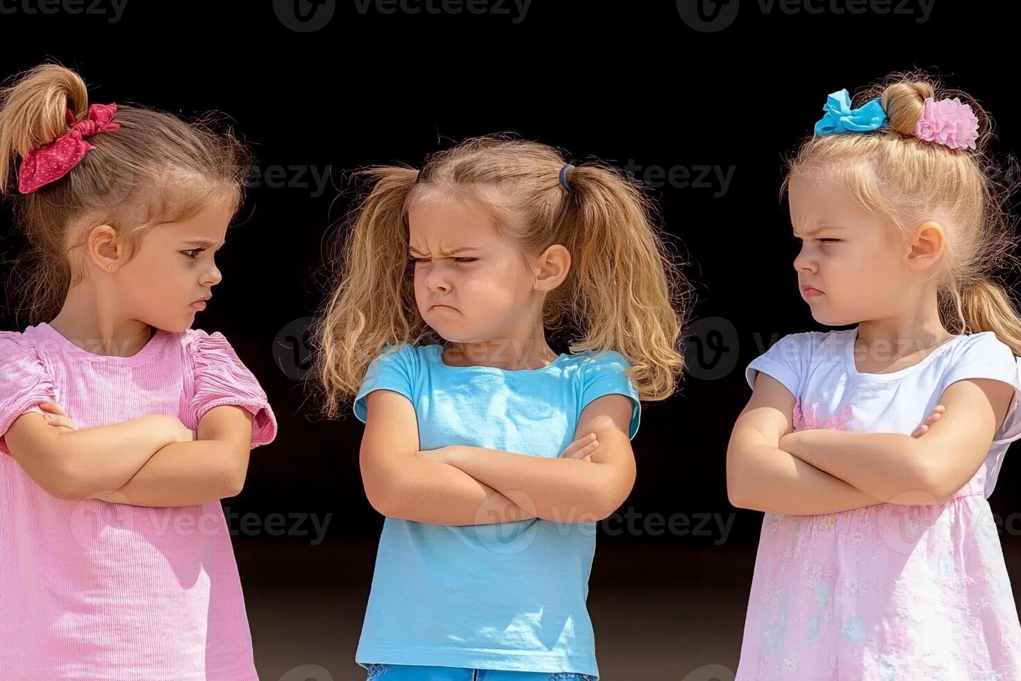 Three little girls standing in front of each other photo
