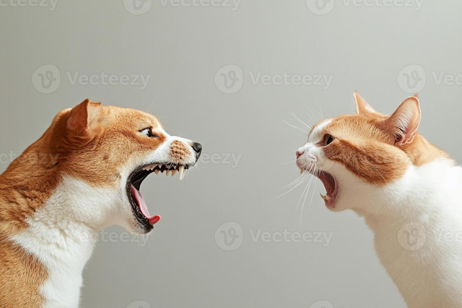 Two cats are fighting with each other photo