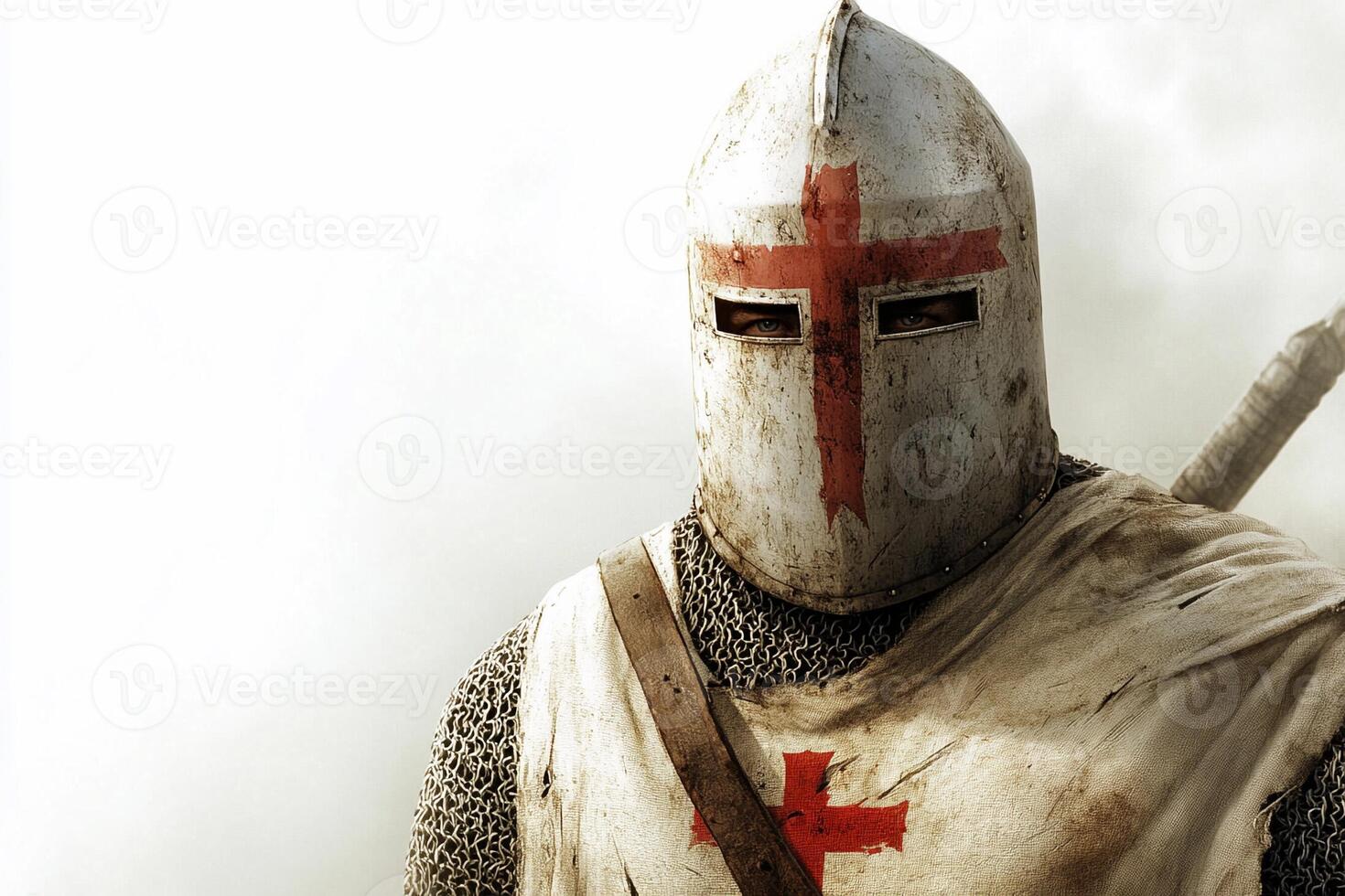 A knight in armor with a cross on his chest photo