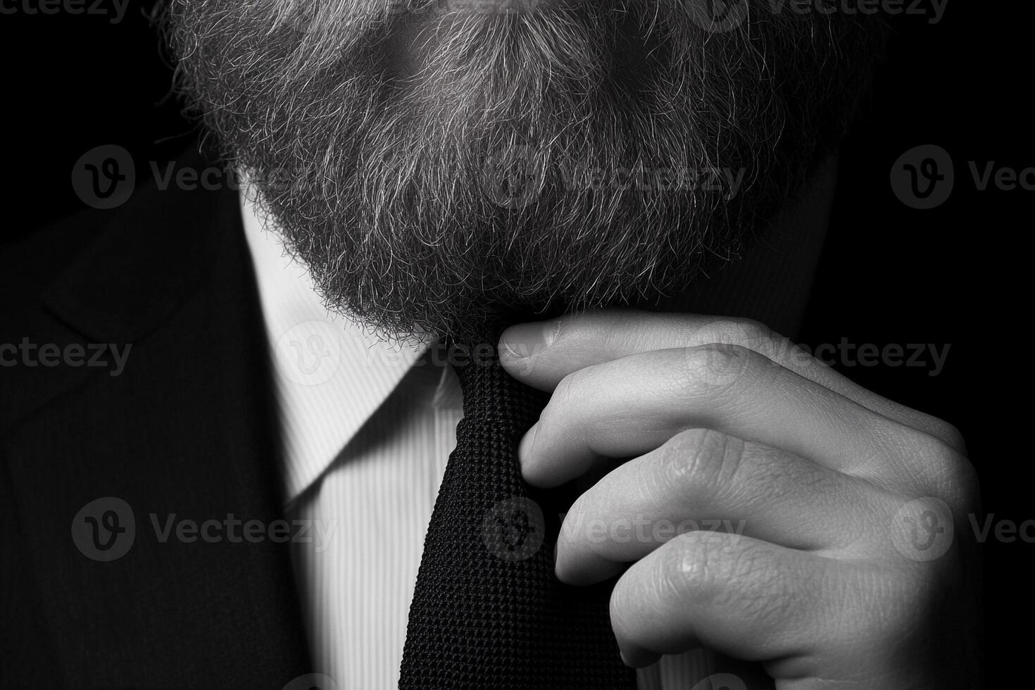 A man with a beard and tie photo