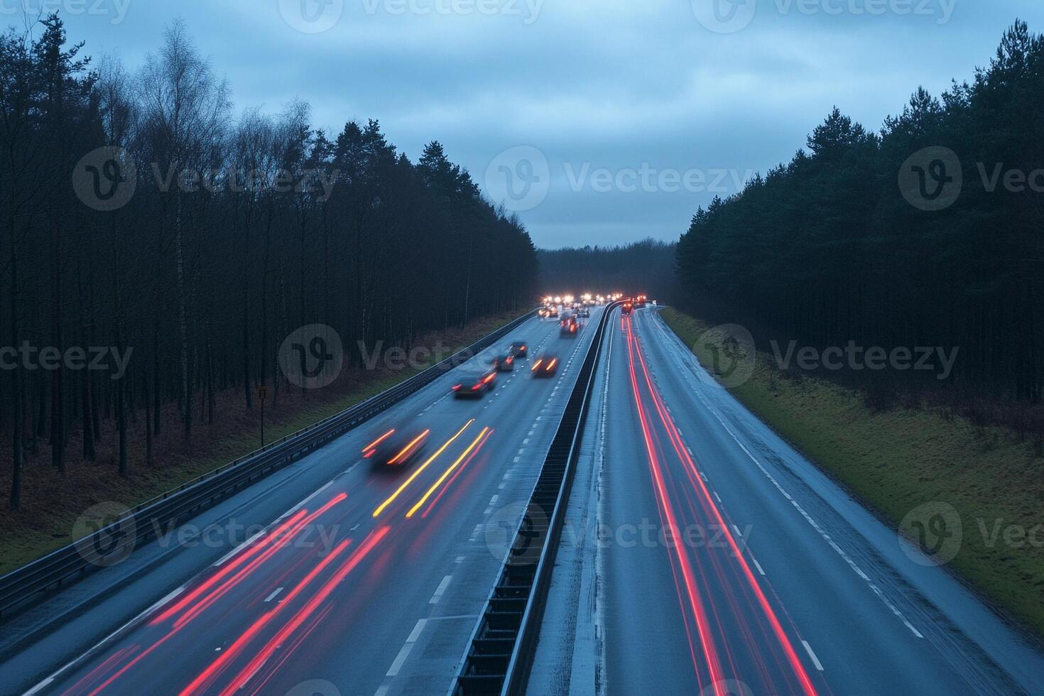 Cars driving on a highway with long exposure photo