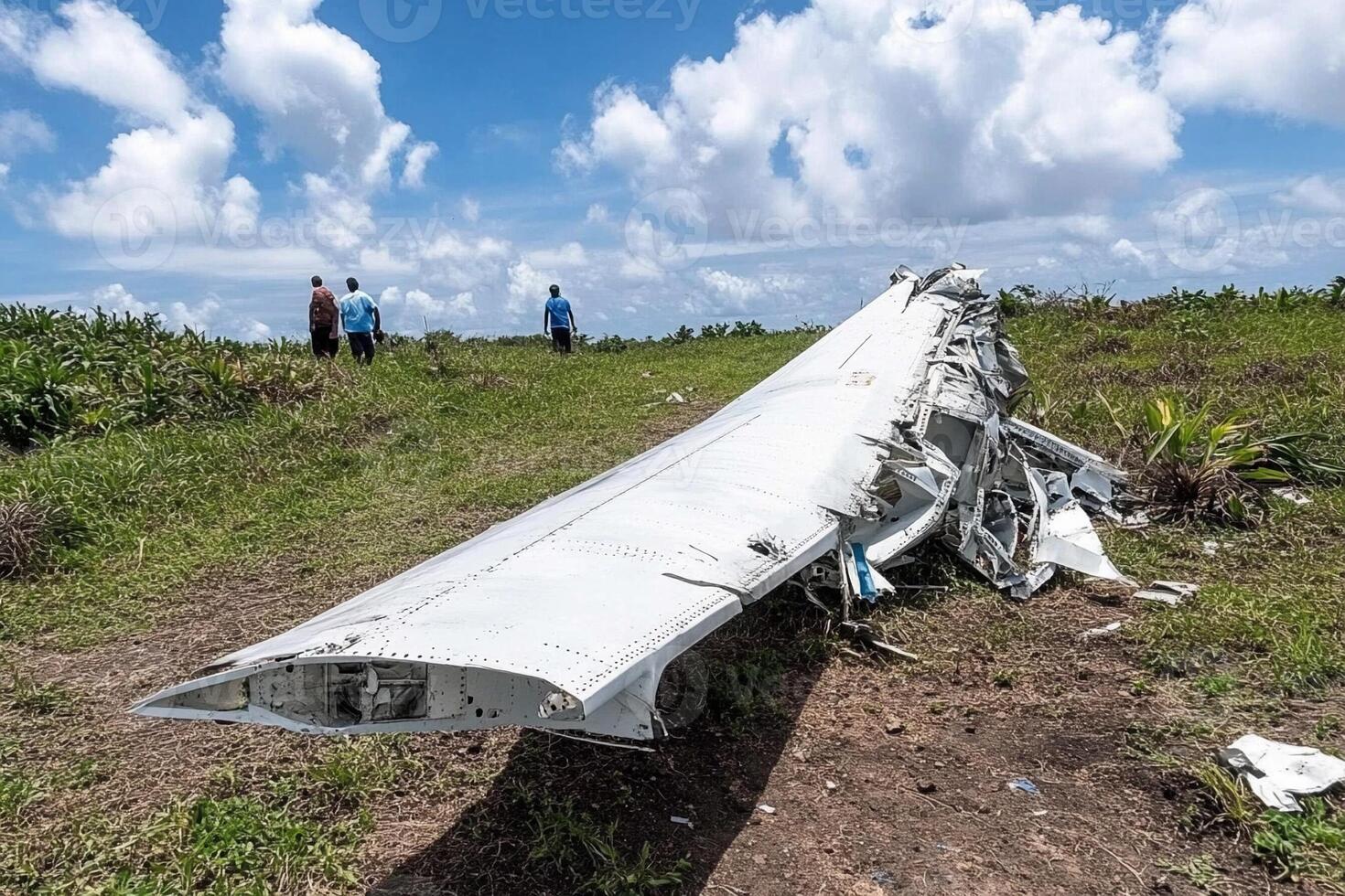 The wreckage of a plane that crashed into the ocean photo