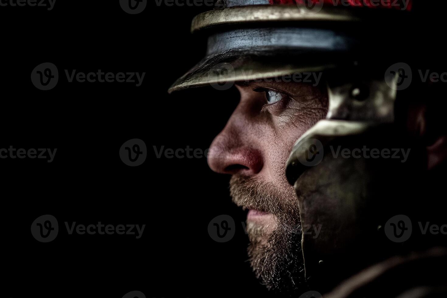 A man in a roman soldier helmet photo