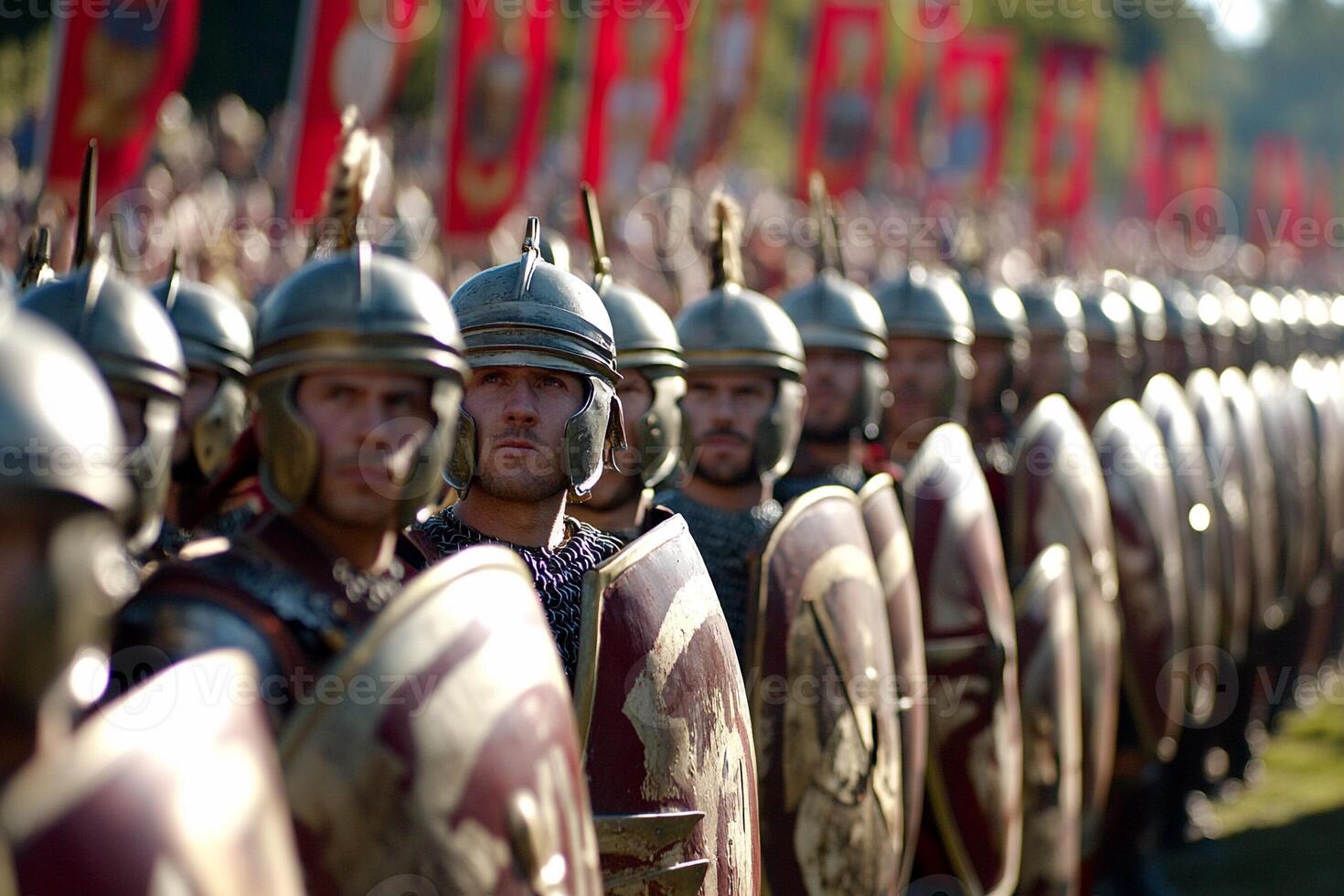 A large group of men in roman armor photo
