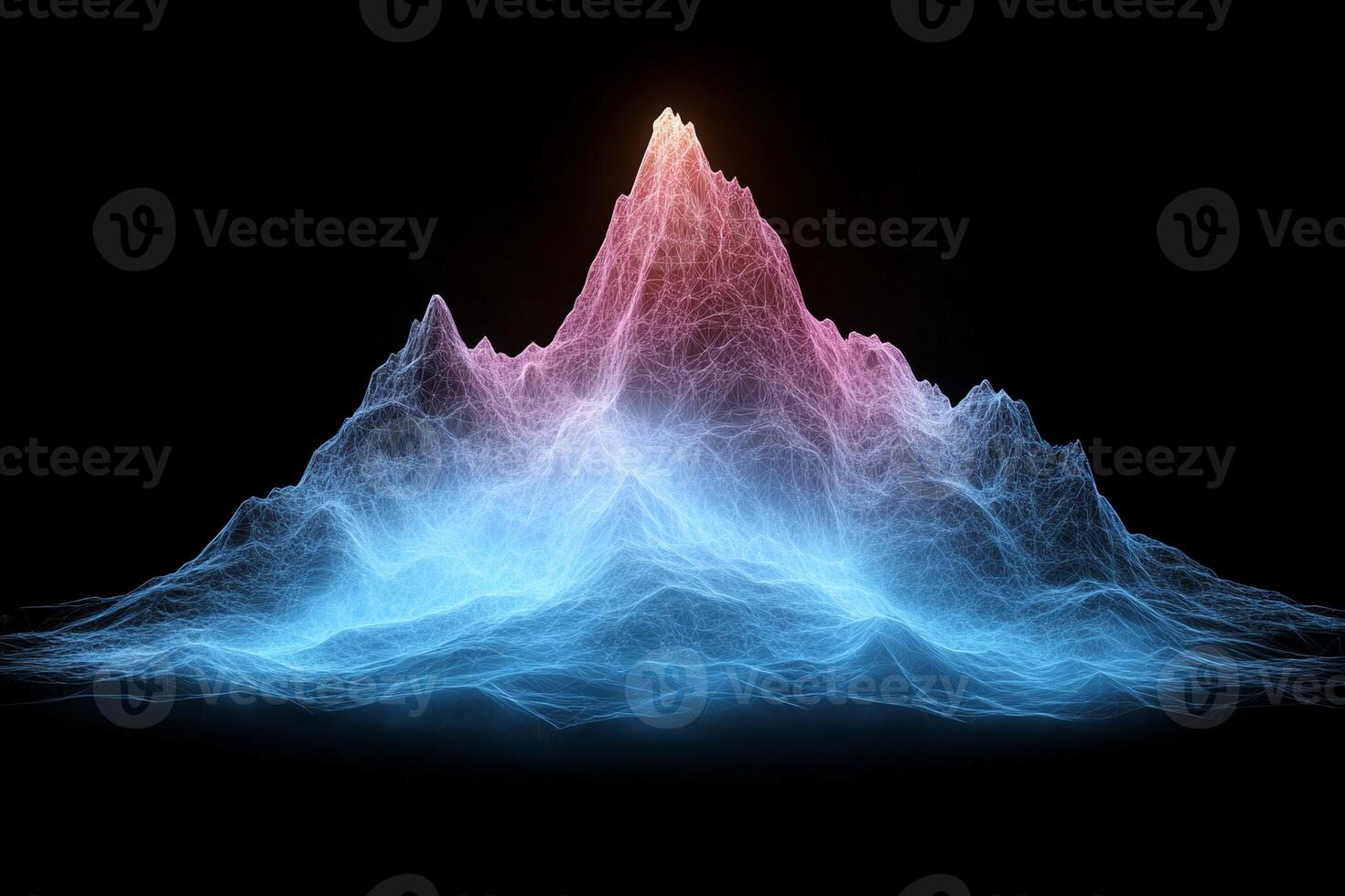 A mountain with a glowing light in the middle photo