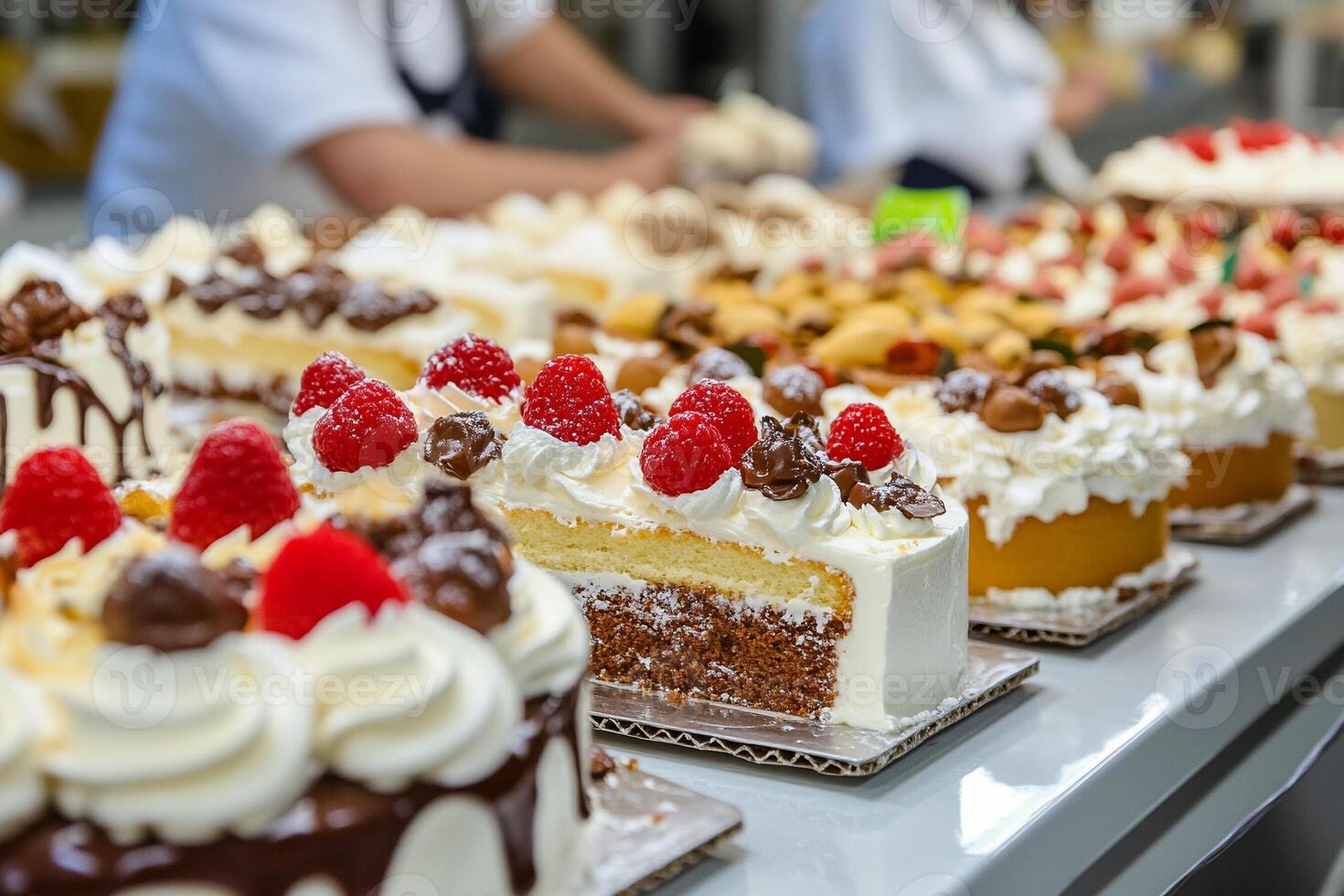 A line of cakes on a table photo