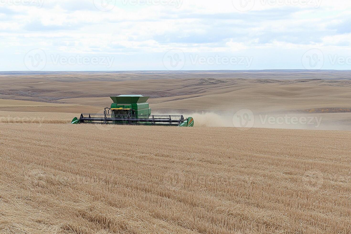 A large green machine in a field photo