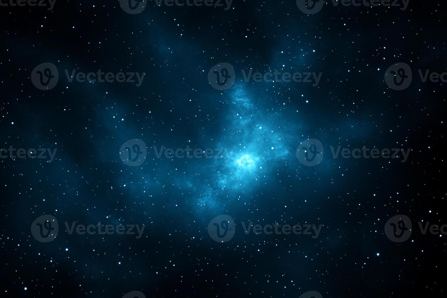 Blue nebula in space with stars photo