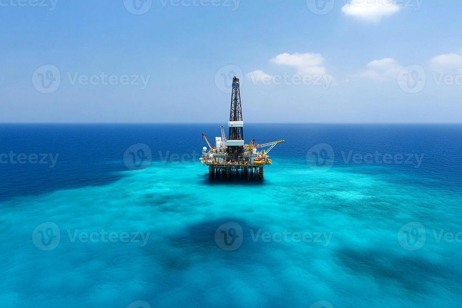 An oil rig in the middle of the ocean photo
