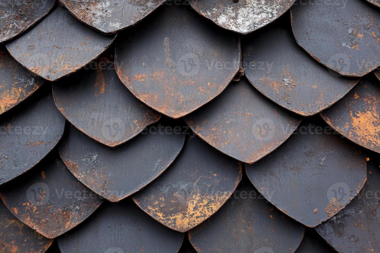A close up of a metal roof with many different shapes photo