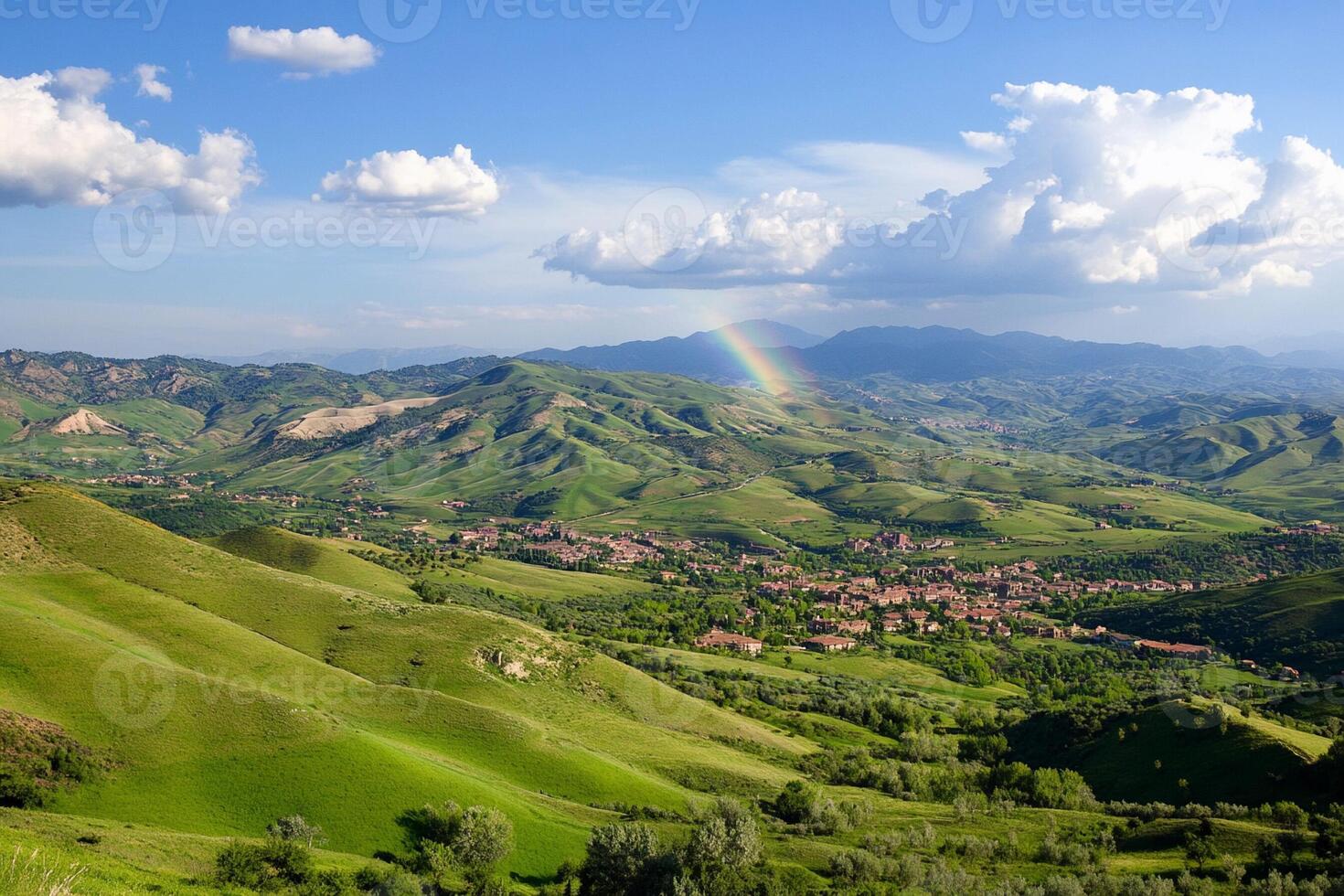A beautiful view of a valley photo