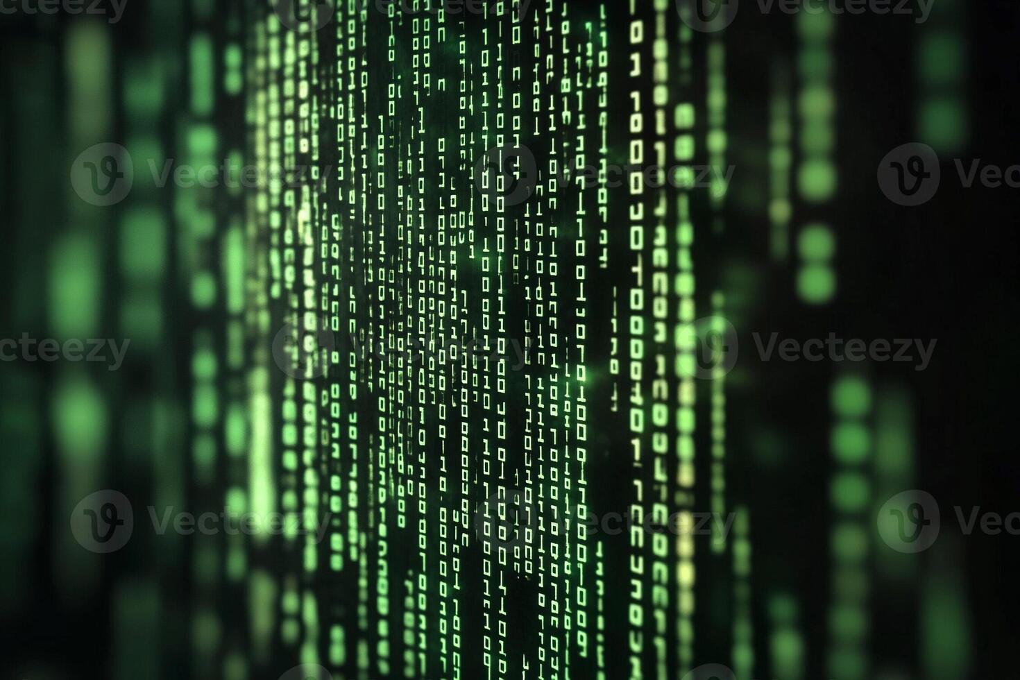 A green matrix of binary code photo
