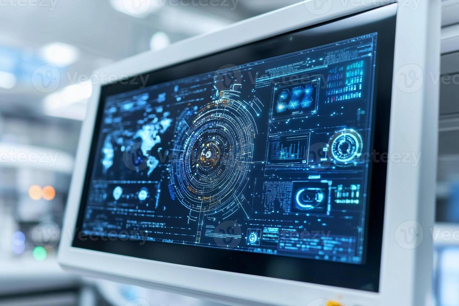A computer monitor with a futuristic design photo
