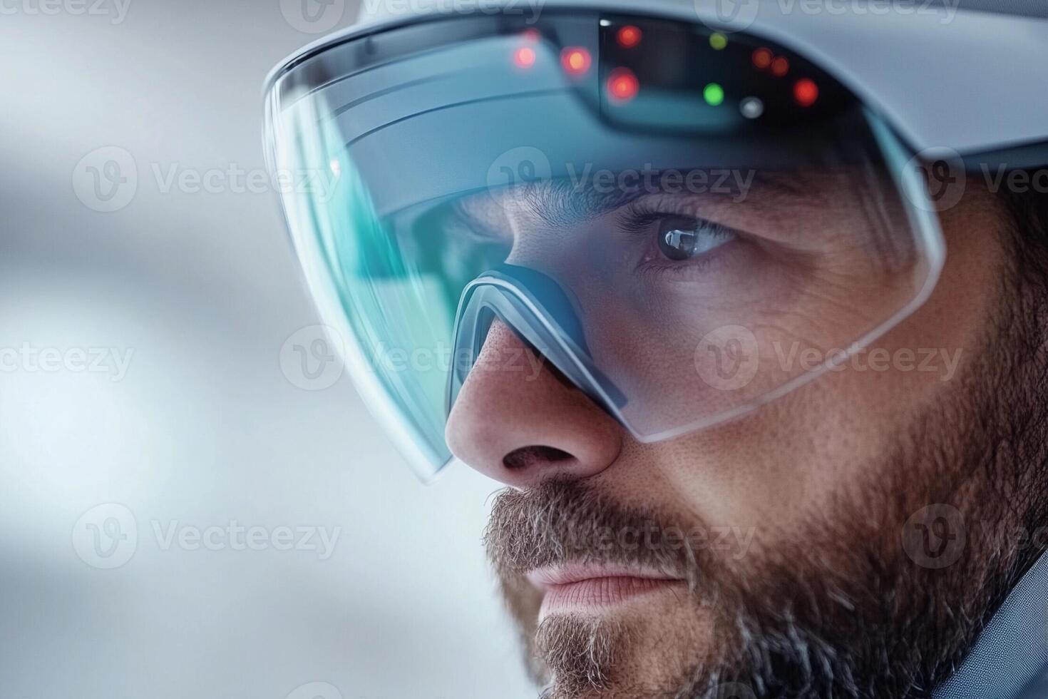 A man wearing a helmet with a visor photo