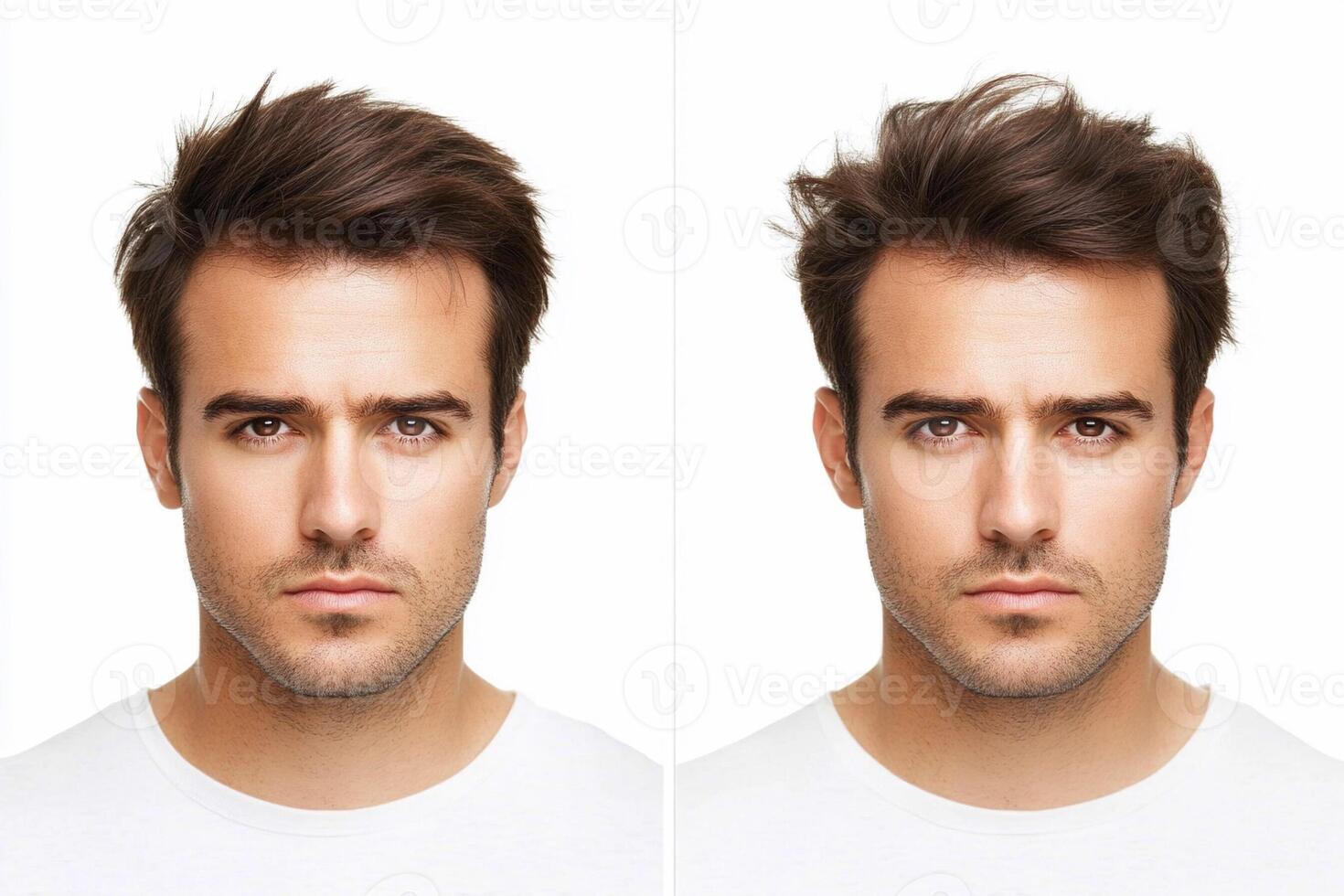 A man with different hair styles before and after photo