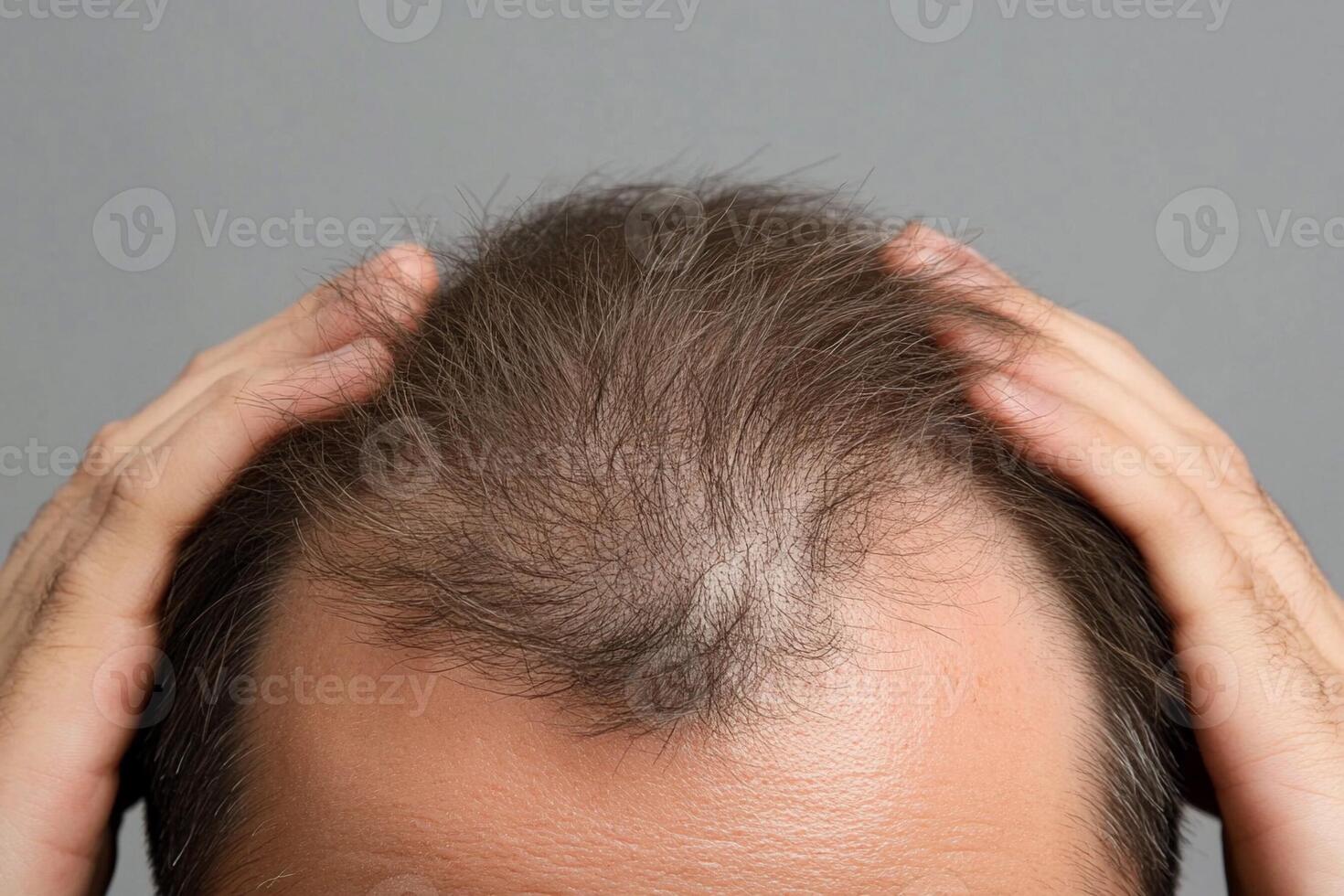 A man with hair loss on his head photo