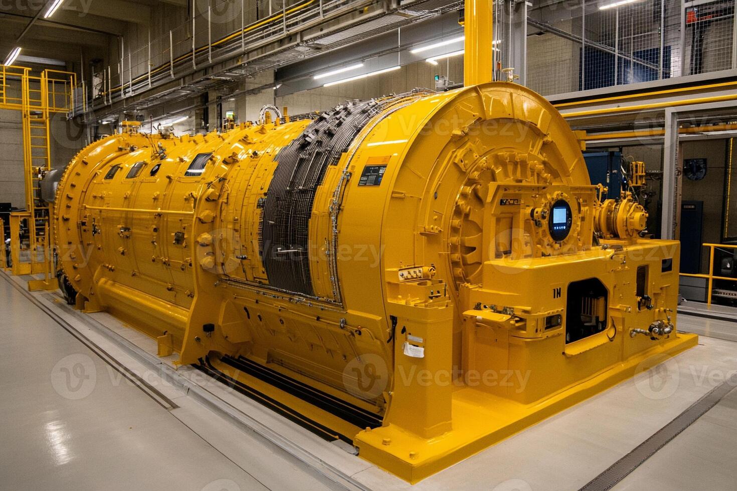 A large yellow machine in a factory photo