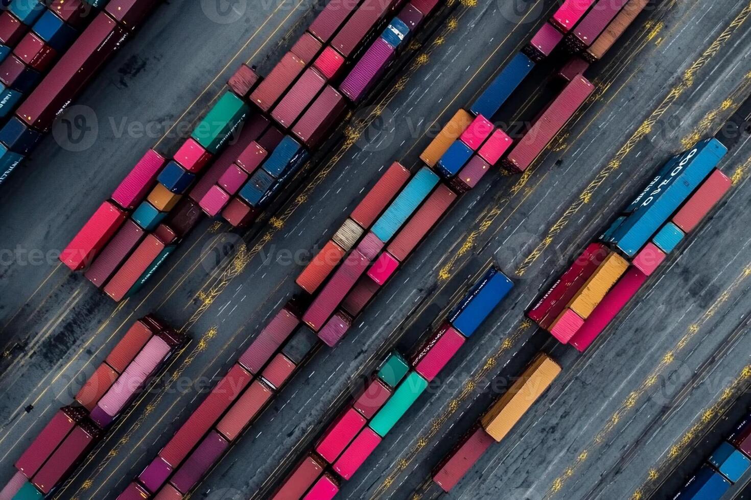 An aerial view of a large number of cargo containers photo