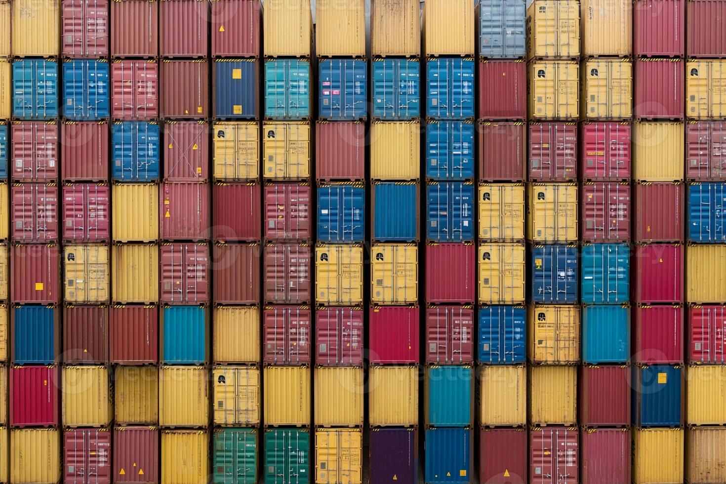 Colorful cargo containers stacked on top of each other photo