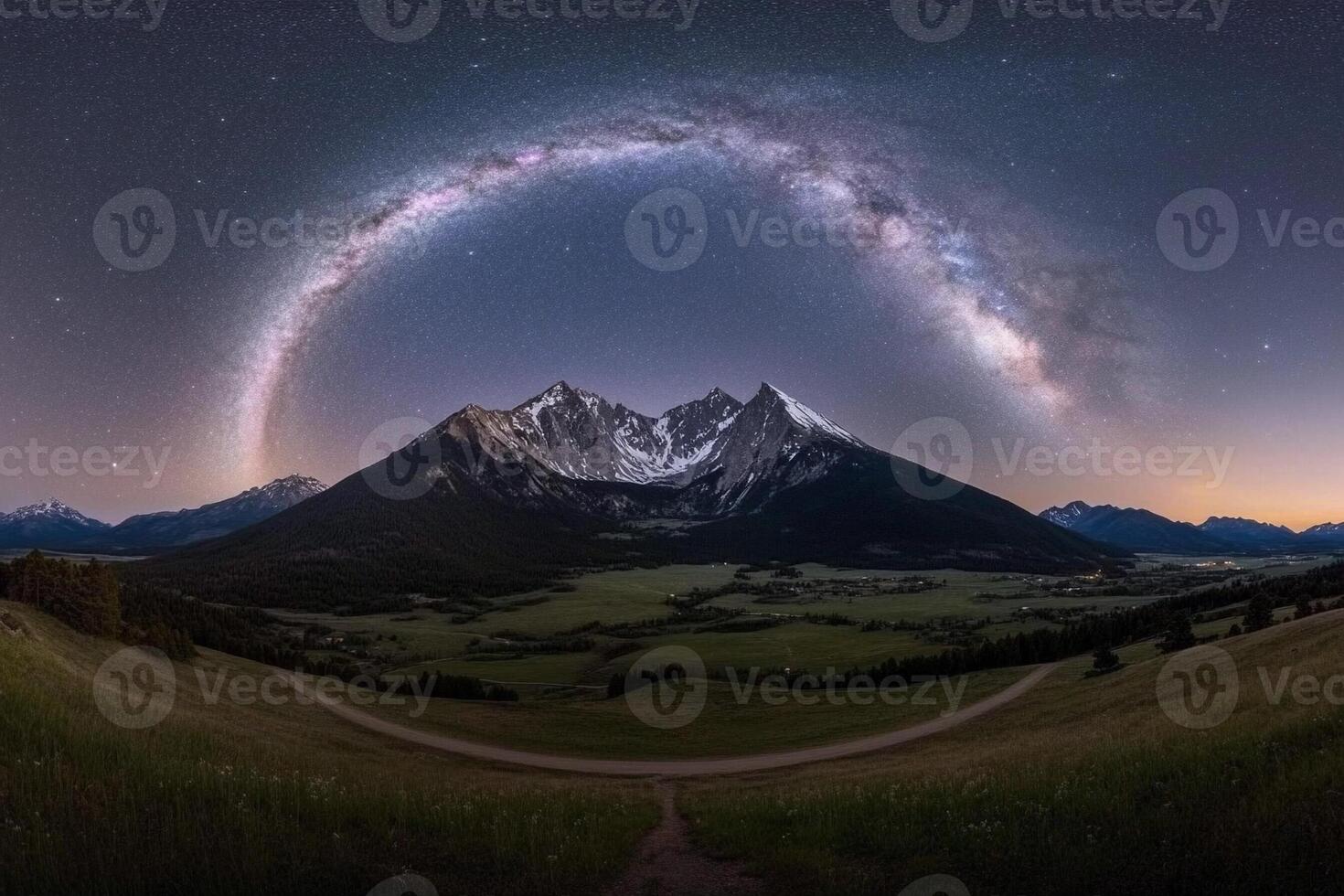 The milky way over the mountains photo