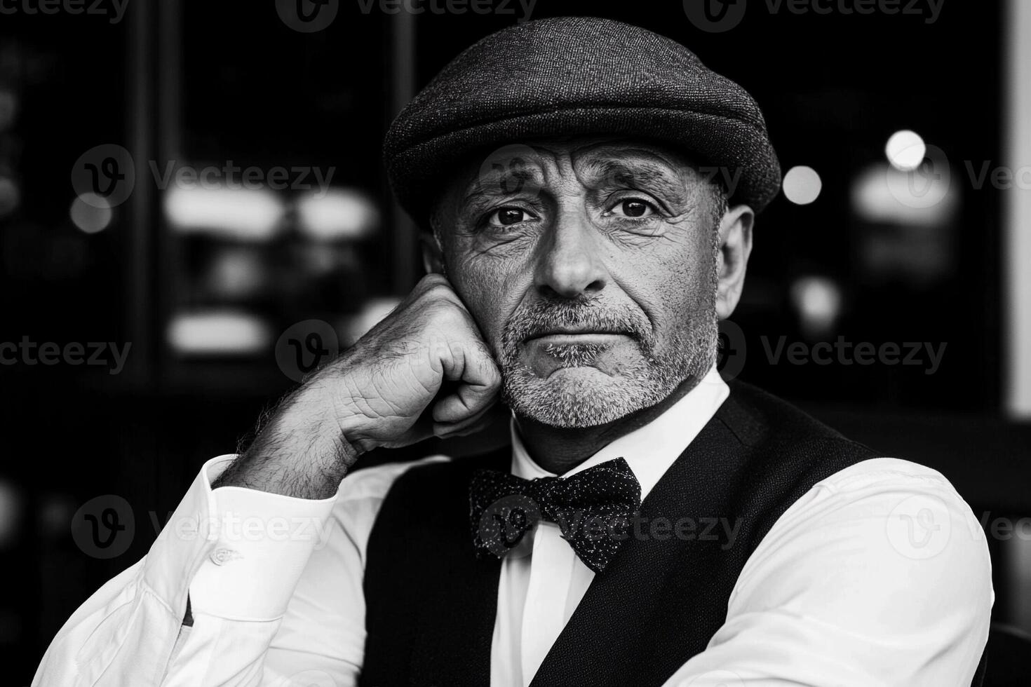 A man wearing a hat and a vest photo