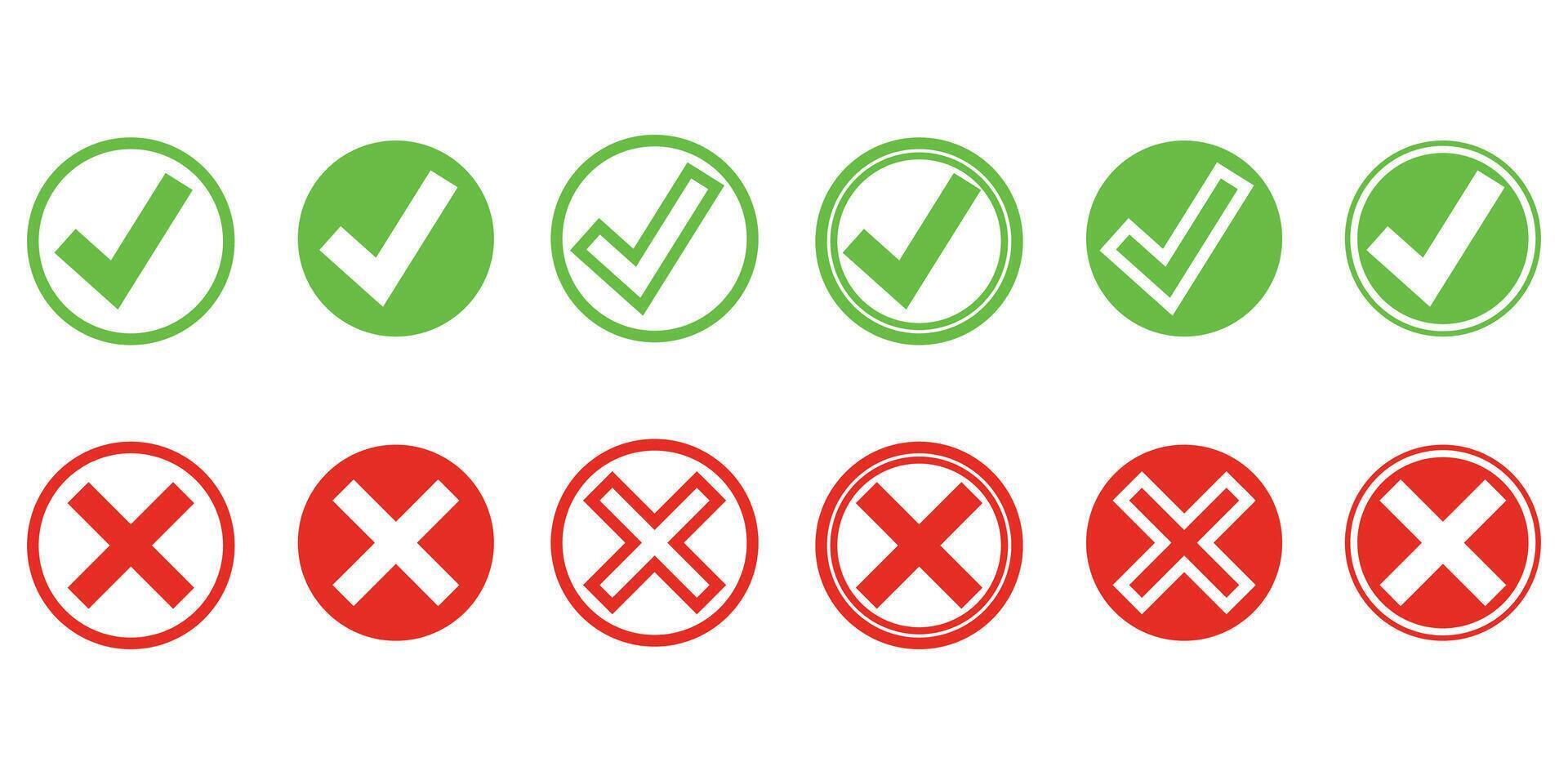 collection of tick and cross icons vector