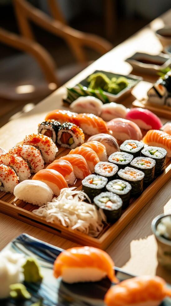 A Colorful Array of Exquisite Sushi Rolls photo