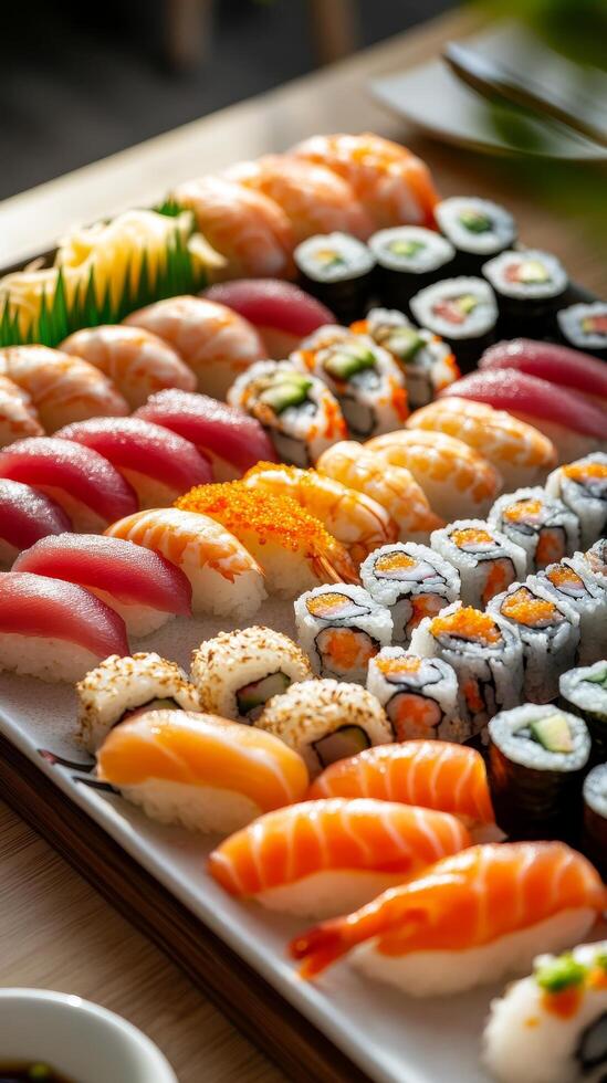 A Colorful Array of Exquisite Sushi Platter photo