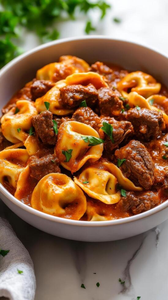 Hearty Beef Tortellini in Rich Tomato Sauce photo