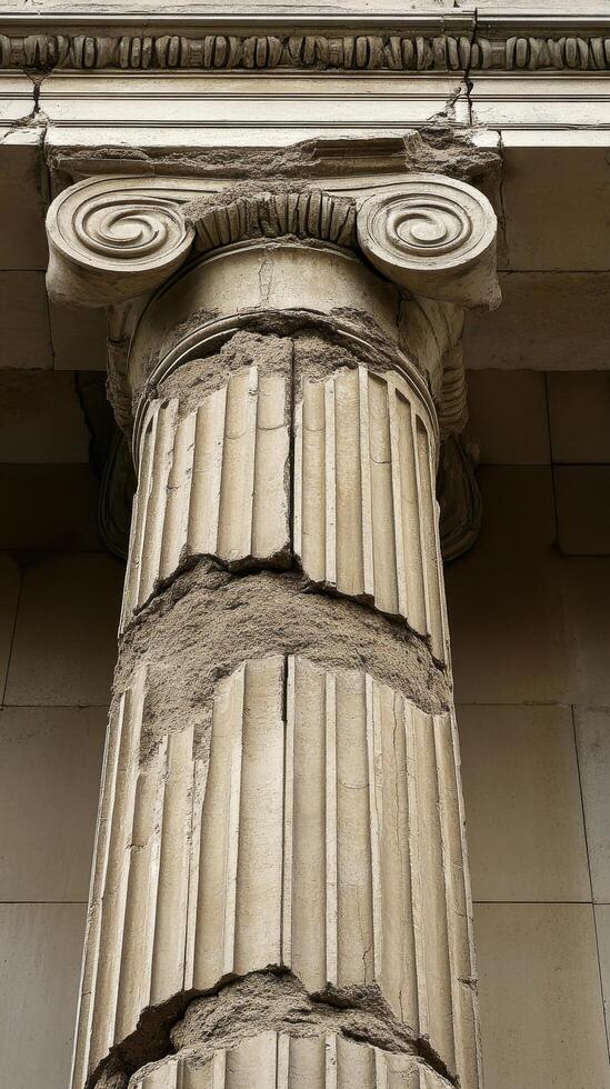 Antique Damaged Column, Architectural Detail photo