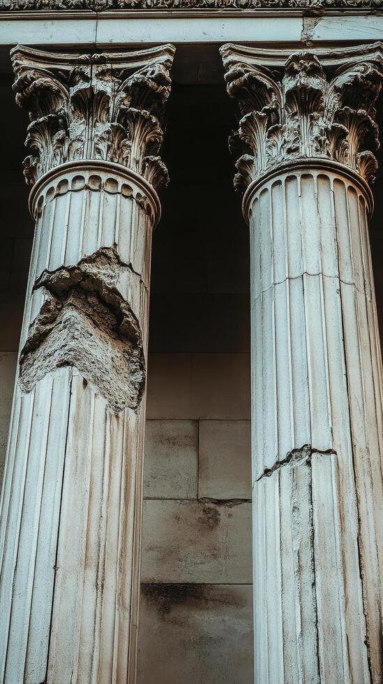 Ancient Pillars with Time's Mark A Timeless Architectural Masterpiece photo