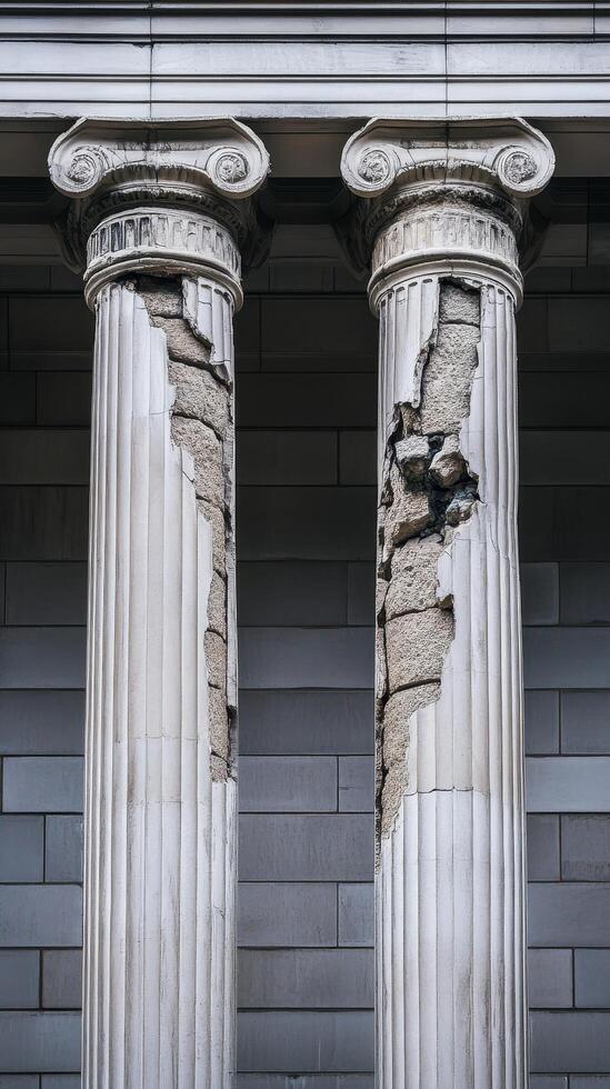 Damaged Ancient Columns - A Testament to Time's Toll photo