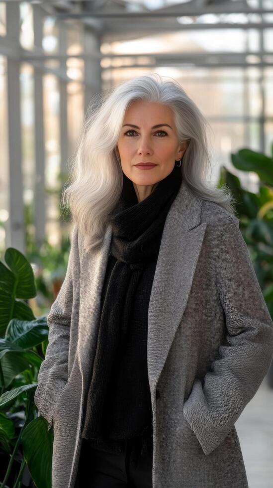 Stylish Senior Woman in a Winter Coat photo