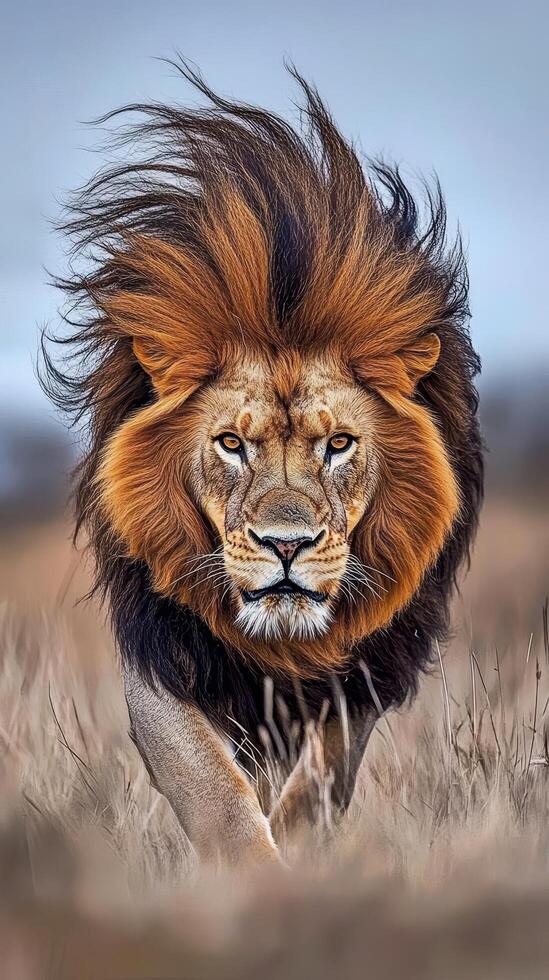 Regal Lion Roaming the African Savannah photo