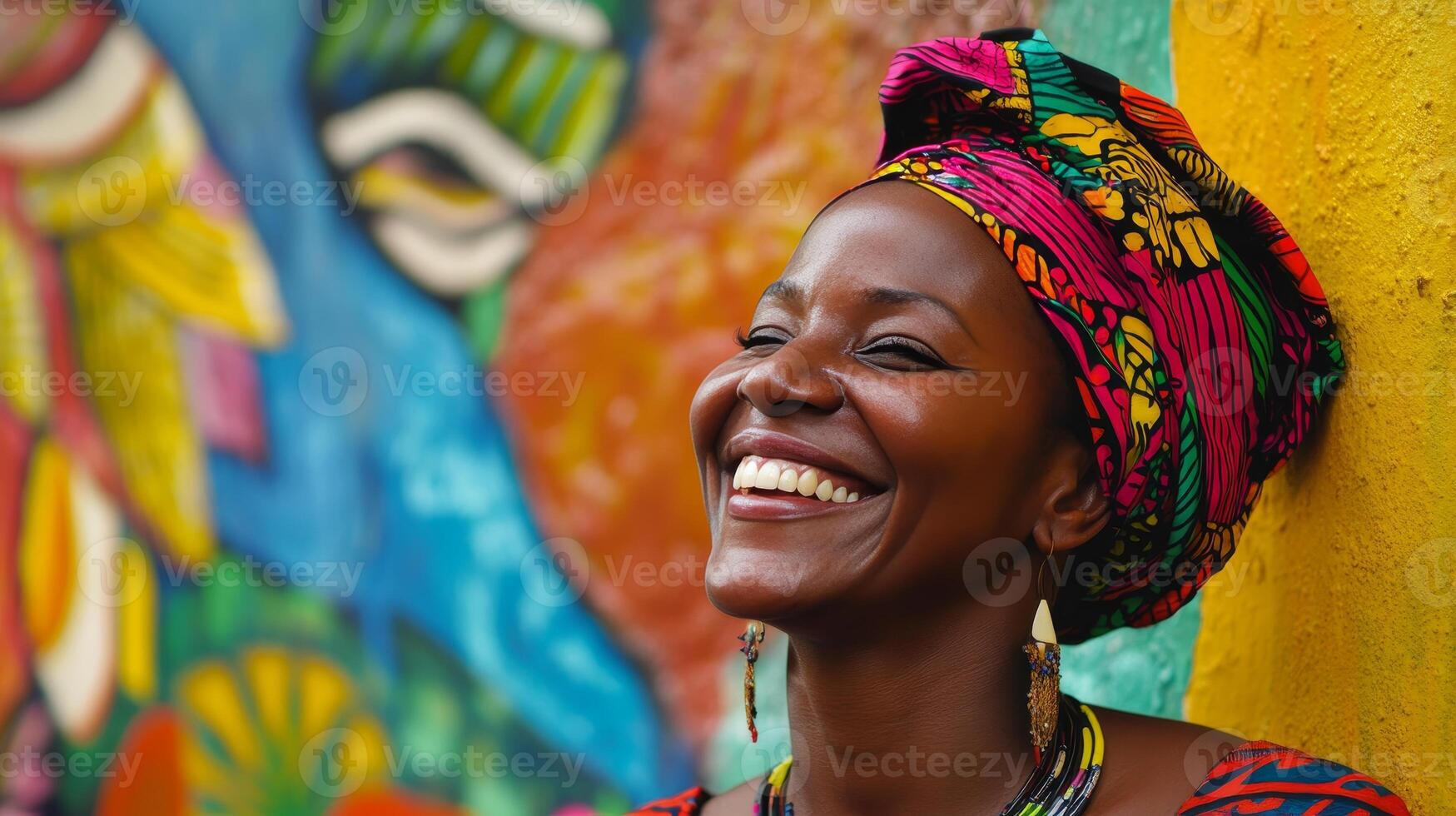 Radiant Smile of a Woman in Vibrant Culture photo