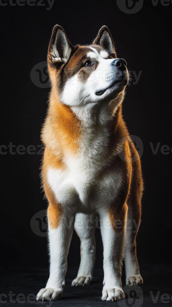 Stunning Akita Dog Portrait in Studio Lighting photo