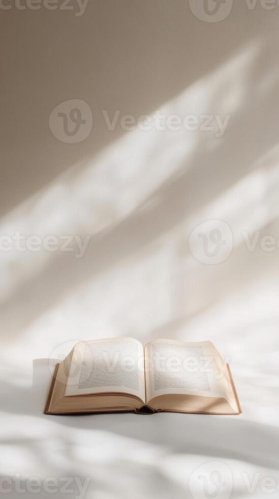 Open Book Under Soft Sunlight A Timeless Still Life photo
