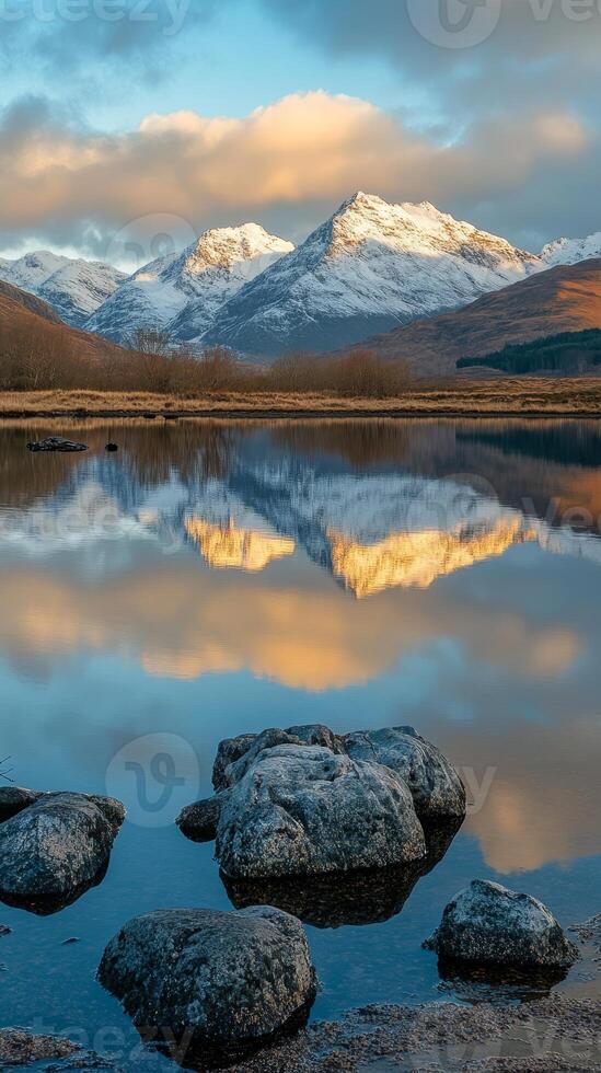 Glorious Mountain Reflection in the Quiet Dawn photo