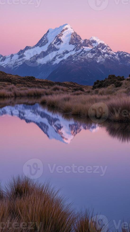 Majestic Mountain Peaks Reflected in the Morning Light photo