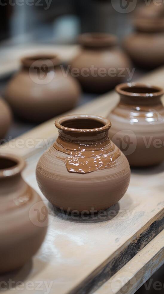 Earthen Vessels Handcrafted Pottery on Display, a testament to creative skill, showcasing the beauty of ceramic art and the simple elegance of handmade craftsmanship. photo