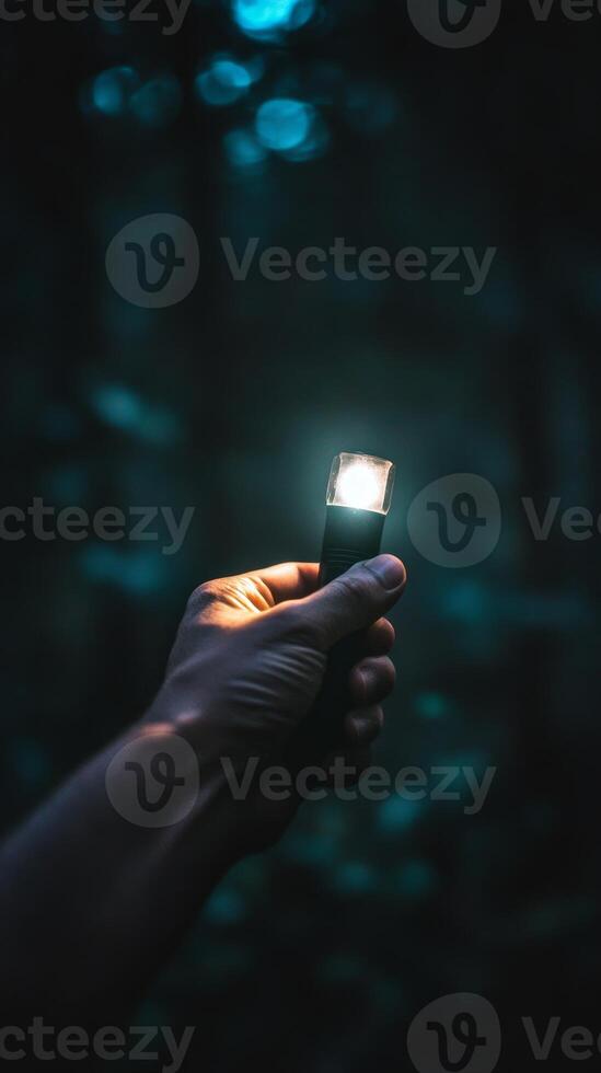 A flashlight clutched in a hand photo