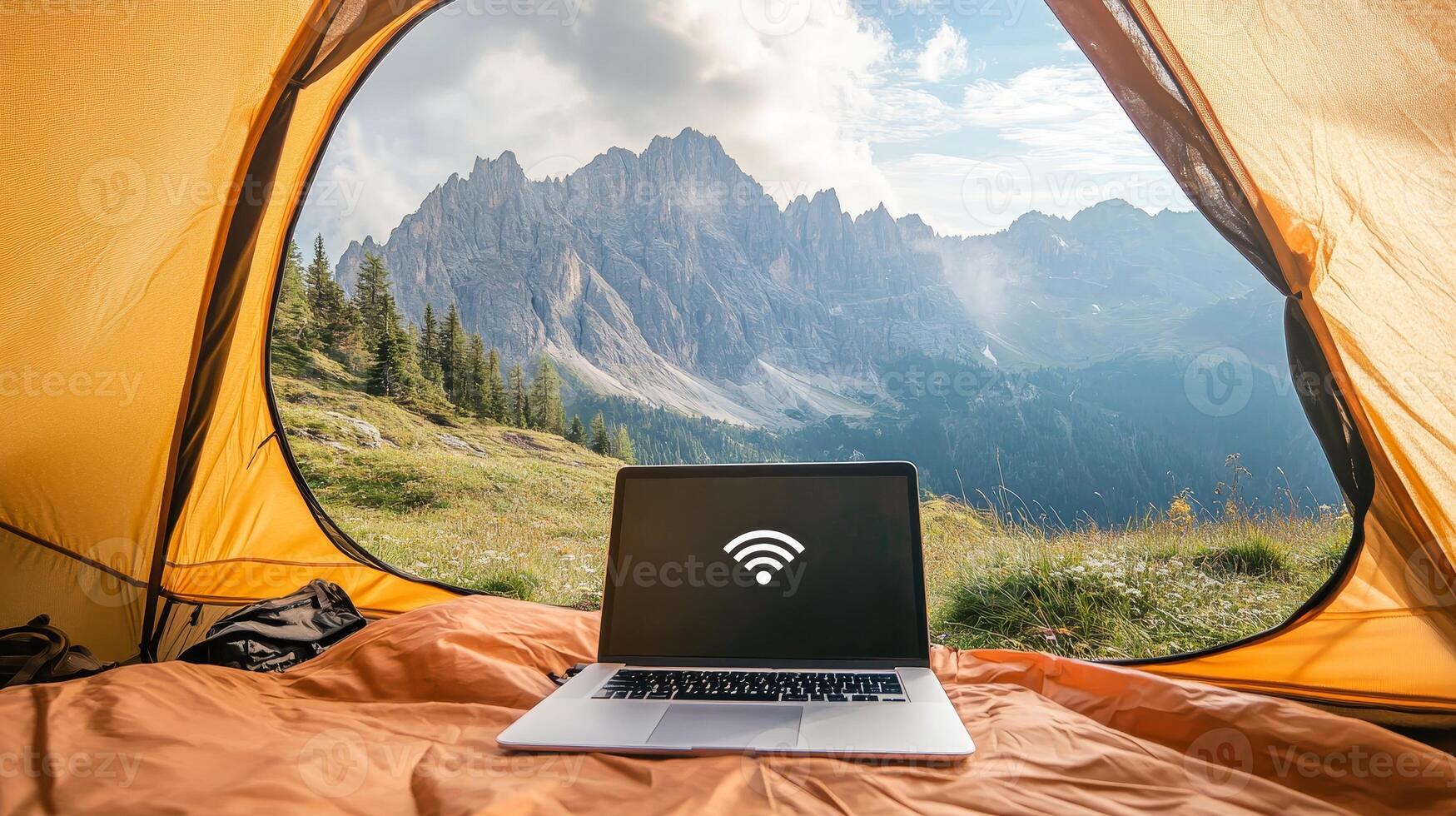Serene Mountain Escape Laptop in Tent with Breathtaking Views and WiFi photo
