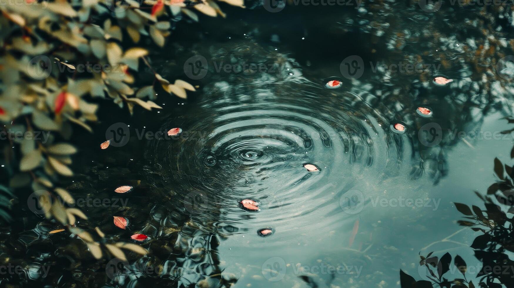 Serene Pond Reflections of Autumn Leaves photo