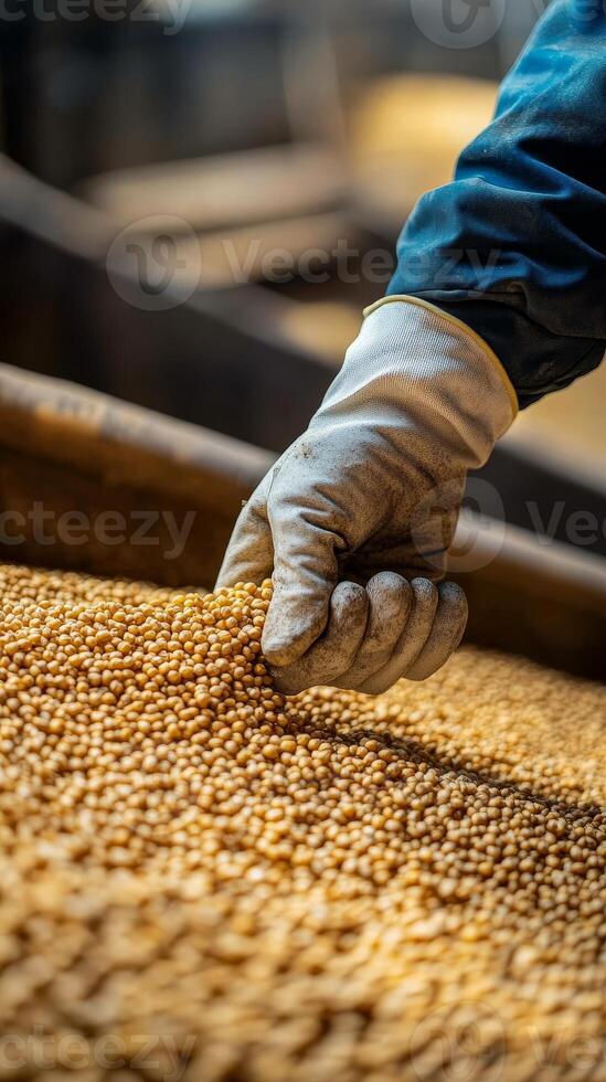 Golden Harvest A Handful of Soybeans, Symbolizing the Bounty of Agriculture, the Essence of Farming, and the Promise of a Sustainable Food Source. photo
