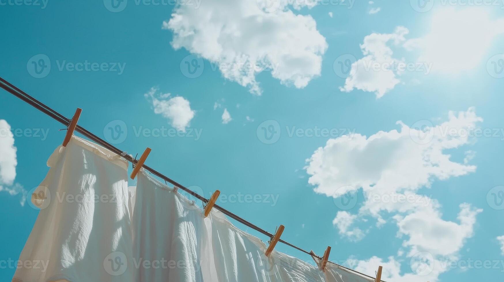White Clothes Drying Under a Sunny Sky photo